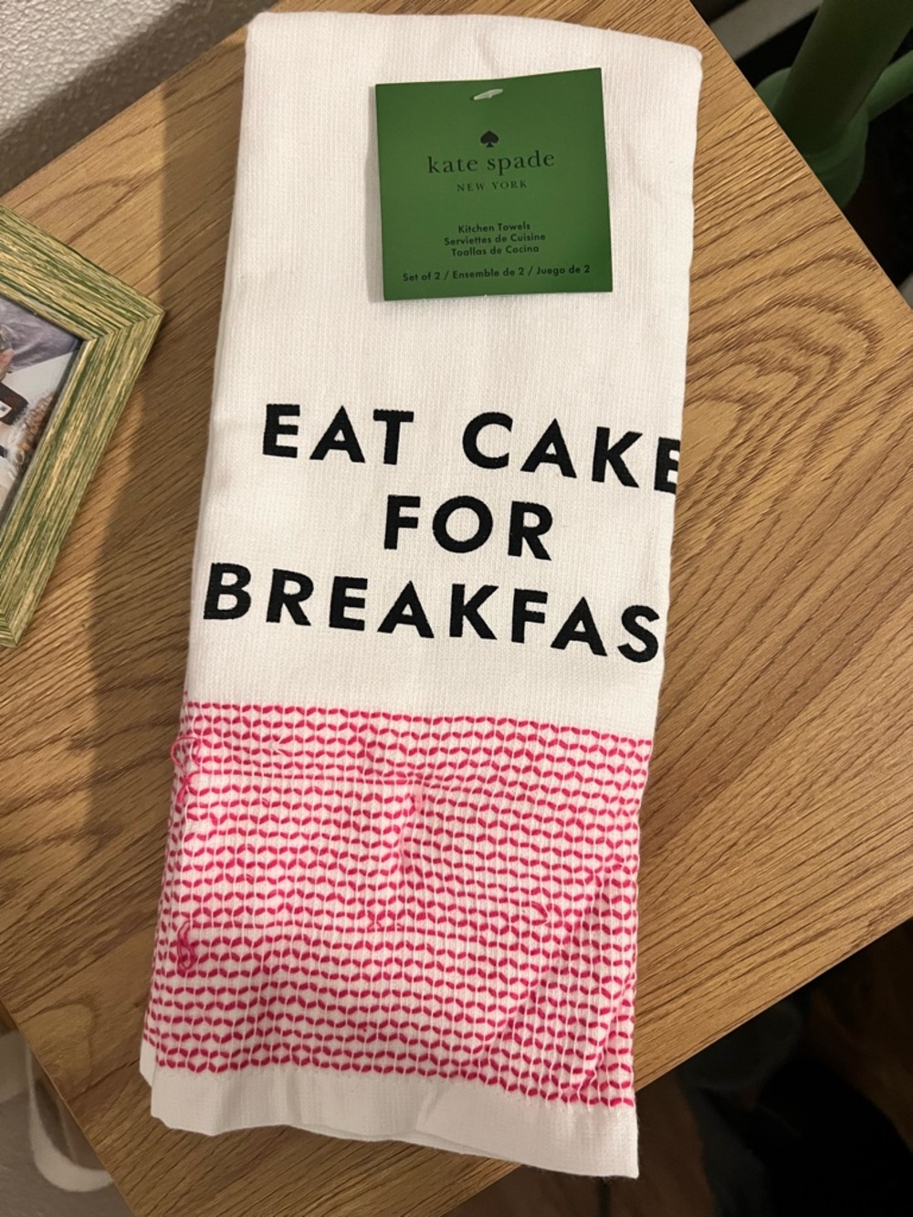 kate spade White and Pink 'Eat Cake for Breakfast' Kitchen Towel